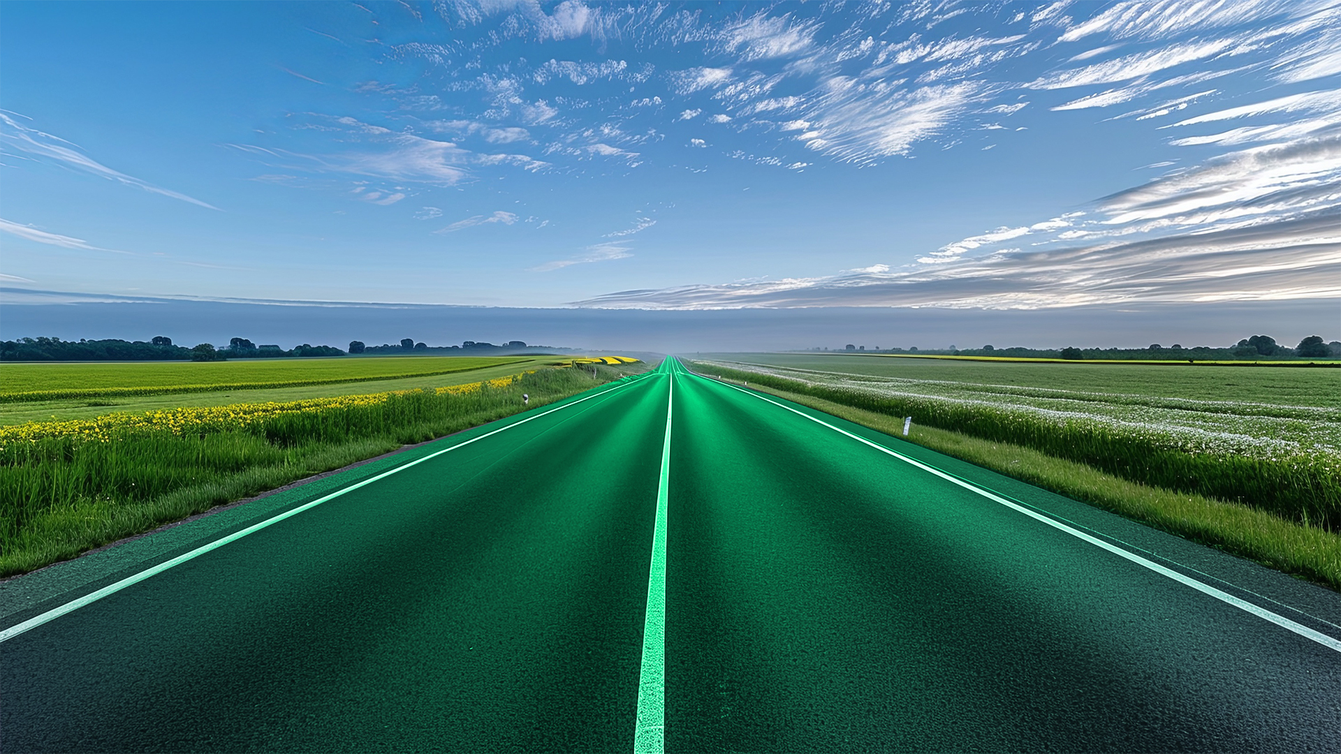 Road green with sky